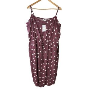 Warehouse One Scoop Neck Tie Waist Polka Dot Midi Dress Size 3x NWT